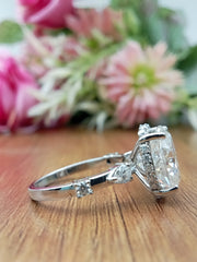 14k White Gold Oval Lab Grown Diamond Ring